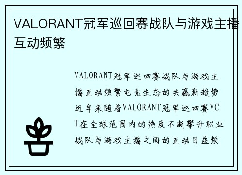 VALORANT冠军巡回赛战队与游戏主播互动频繁