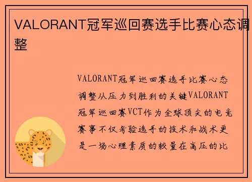 VALORANT冠军巡回赛选手比赛心态调整